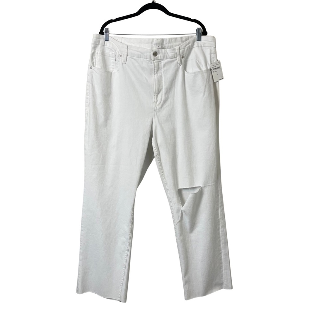 NWT Good American Straight Jeans Size 18 1X XXL Good Icon Crop in White Denim
